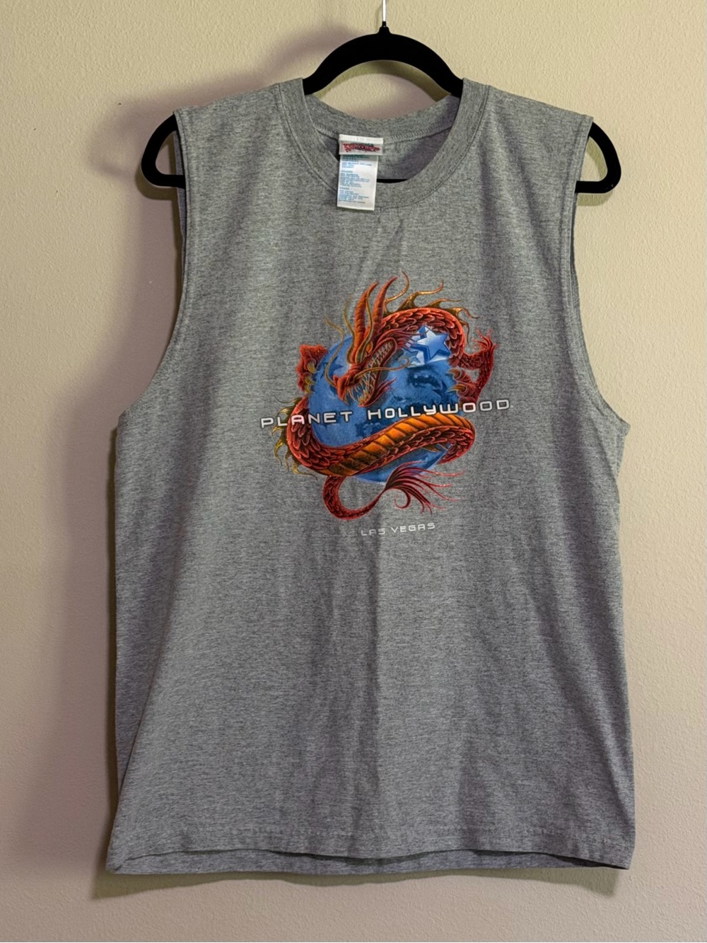 Vintage 1998 Planet Hollywood Las Vegas Dragon Graphic Sleeveless Tank Top